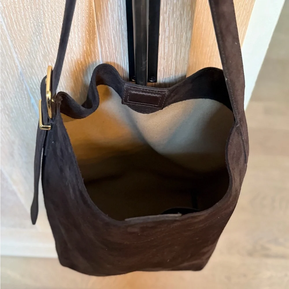 Madewell Dark Brown Suede Shoulder Bucket Bag